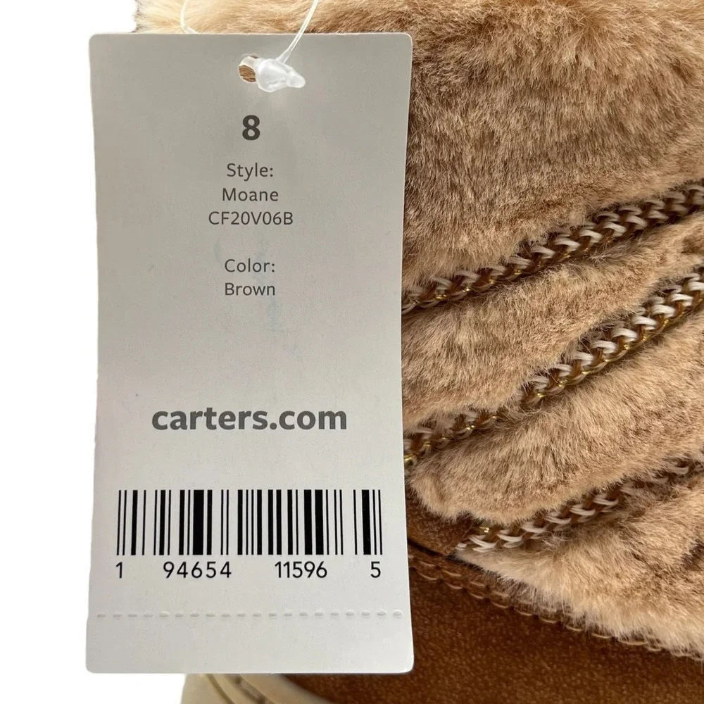 Carter's Toddler Girls Faux Fur‎ Warm Winter Boots Size 8 Tan-Brown Lightweight